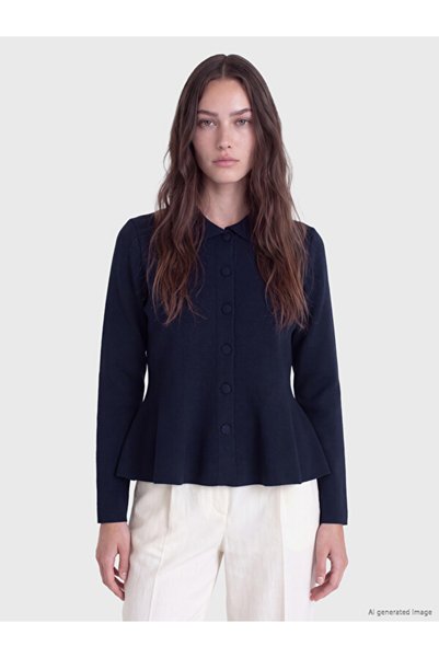 LC Waikiki Rmz Gi̇yi̇m Farkiyla Devrik Roba Collar Women's Knitwear Cardigan