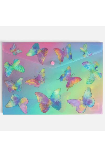 SHOPIENS Mapa cu capsa ombre cu fluturi 33x24 cm din pp Shopiens®