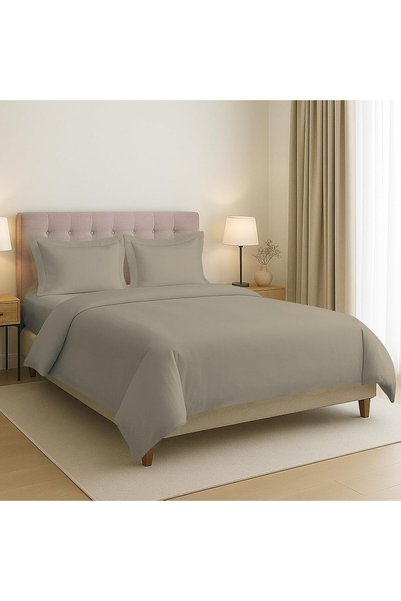 Generic طقم غطاء لحاف من القطن 100% مقاس كوين 220x230 سم بلون تاوب بسيط، 400 ...