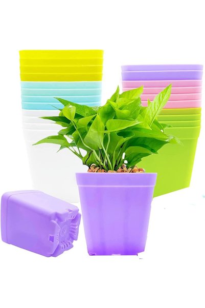 Generic Plastic Plant Pot,Plastic Square Nursery Pots with Saucers Small Flow...