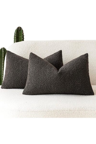 Generic 2 Pcs Decorative Lumbar Throw Pillow Covers Textured Solid French Ter...