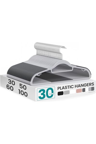 Generic 30 Pack Coat Hangers, Heavy-Duty Plastic Hangers with Non-Slip Design...