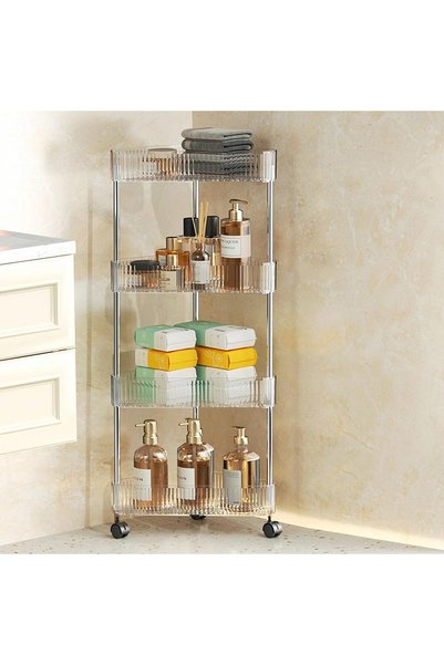 Generic Rustproof Shower Corner Caddy Organizer for Bathroom, 4 Tier Floor St...