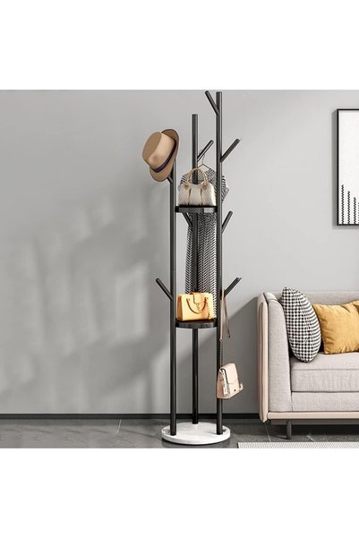 Generic Coat Rack Freestanding with Shelves, Modern Metal Coat Stand with 9 H...