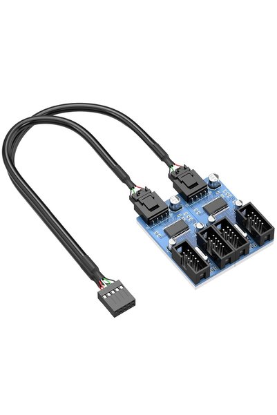 Generic موصل USB ذكر 9 دبابيس إلى 4 أنثى، كابل تمديد USB 2.0، موصل لوحات الأم