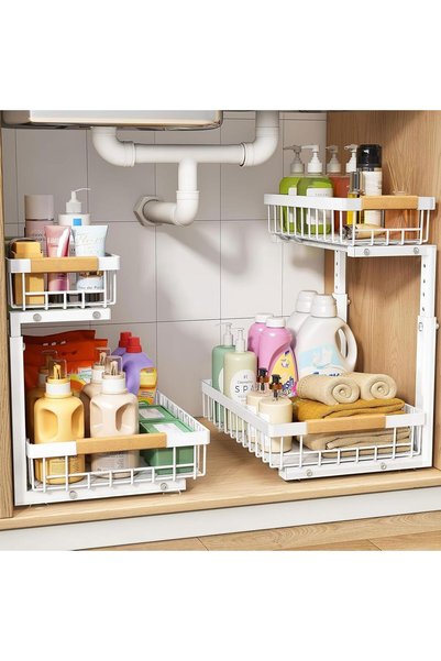 Generic 2 Pack Under Sink Organizer, 2-Tier Pull Out Under Cabinet Organizer ...