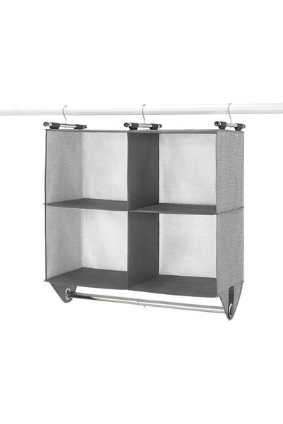 Generic 4 Section Fabric Closet Organizer Shelving with Built In Chrome Garme...