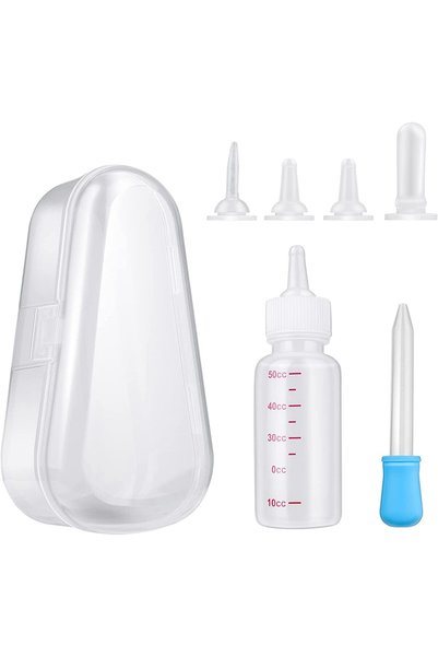 EXCEFORE Pet Nursing Feeding Bottle Kit - 7PCS Kitten Milk Feeder With Replac...