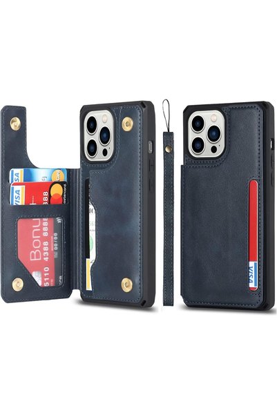Generic غطاء لهاتف iPhone 11 Pro، غطاء بتصميم محفظة مع فتحات للبطاقات وحزام ل...