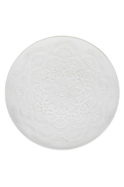 SHOPIENS Platou decorativ din lemn rotund alb mandala brushed diametru 40 cm ...