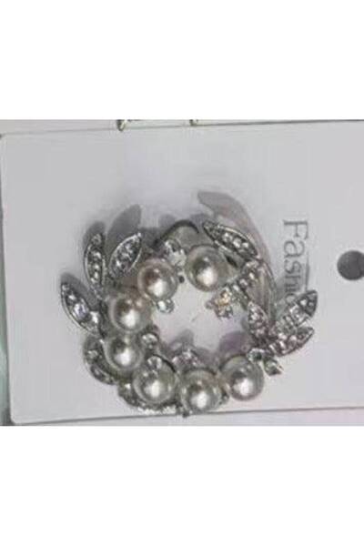 OEM Pearl Circle Brooch With Rhinestone Leaves 6/set
