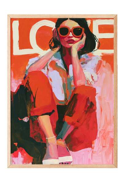 Postifull Poster „Love” – Tablou cu ramă din lemn, nr. 160297