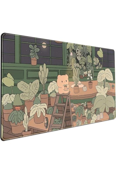 Generic Cute Desk Mat Kawaii Bear Mousepad Cute Anime Plant Desk Protector, K...