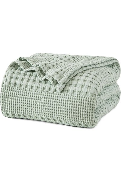 Generic 100% Cotton Waffle Weave Blanket Queen Size for Bed, Soft Lightweight...