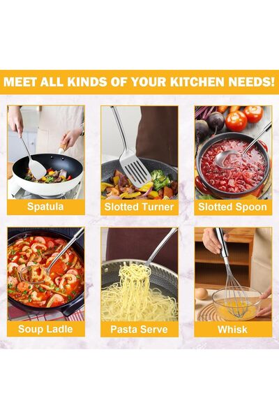 ALMEKAQUZ 9PCS Kitchen Cookware Set, Stainless Steel Kitchen Utensils with Ha...