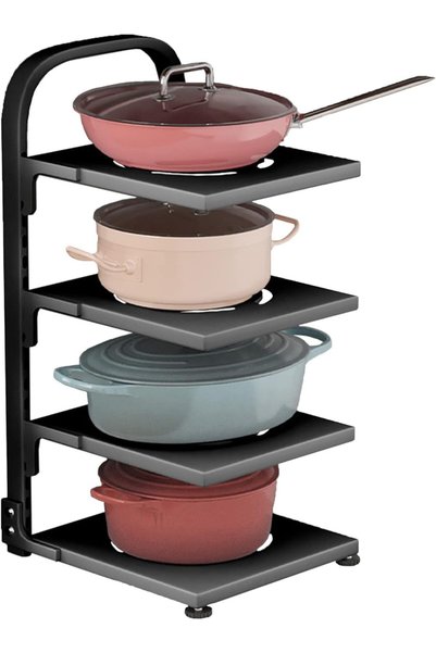 Generic Pot Rack Organizers，4 Tier Adjustable Pot Pot Lid Organizer，Snap-on P...