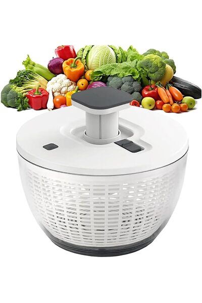 Generic جهاز تجفيف السلطة سعة 6 لتر، مجفف خضروات وفواكه دوار، خلاط يدوي للخس ...