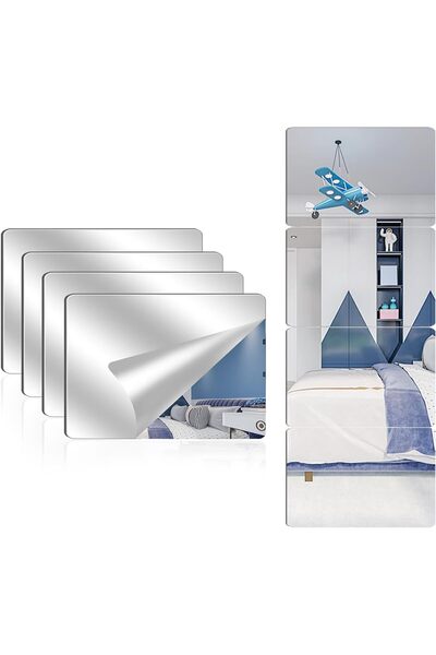 Generic 4 Pack Acrylic Mirrors for Wall,8 x 8 Inch Self Adhesive Frameless Sm...