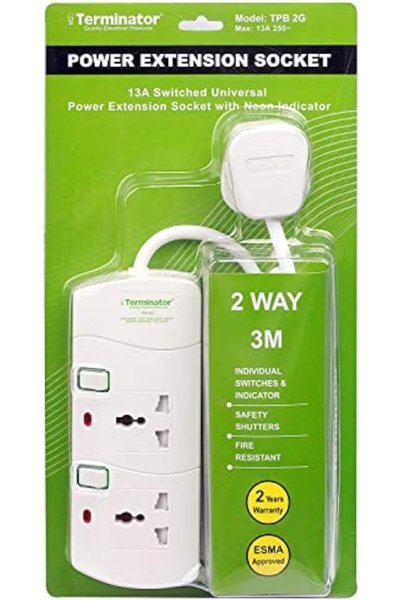 Generic Universal Power Extension Socket, White color body & cable with indiv...