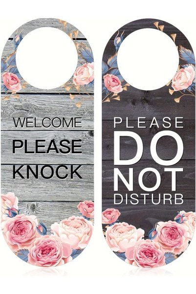 Generic Do Not Disturb Door Sign, Double-Sided Wooden Hanging Sign with Rose ...