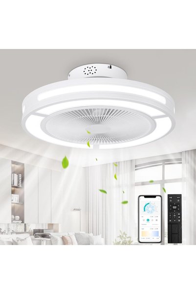 Generic Low Profile Ceiling Fan with Light, 19'' Small Flush Mount Ceiling Fa...