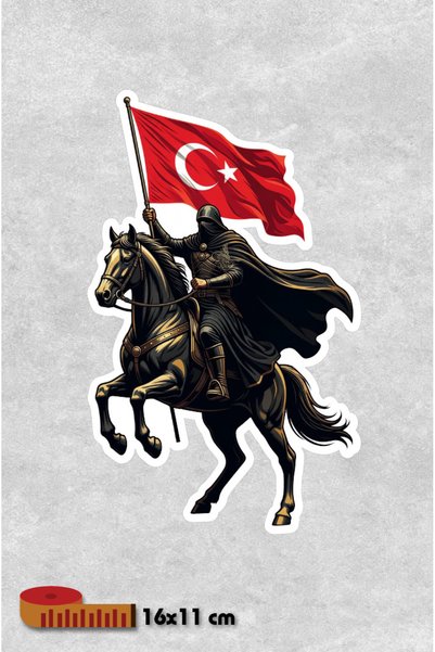 Yalıgraf Reklam Tabela Turkish Warrior, Horse, Turkish Flag, Star and Crescen...