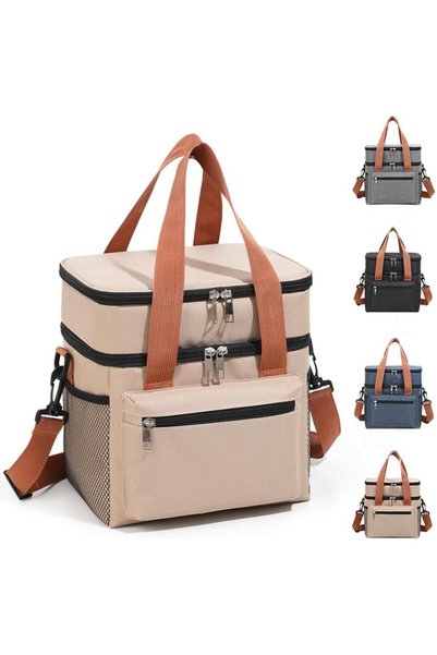 Generic Double Layer Insulated Lunch Bag, Portable Cooler Tote Bag for Men Wo...