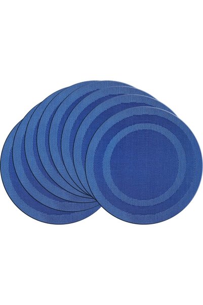 Generic Round Placemat Set of 8 Heat Resistant Vinyl Cross-Weave Placemats fo...