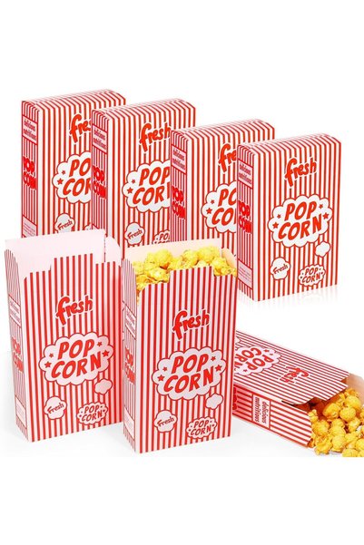 Generic 100 Pack Popcorn Boxes, 1.25 oz Paper Popcorn Containers, Red and Whi...
