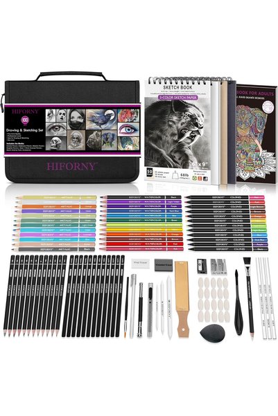 Generic 100 PCS Drawing & Sketching Set, Professional Art Supplies with Graph...