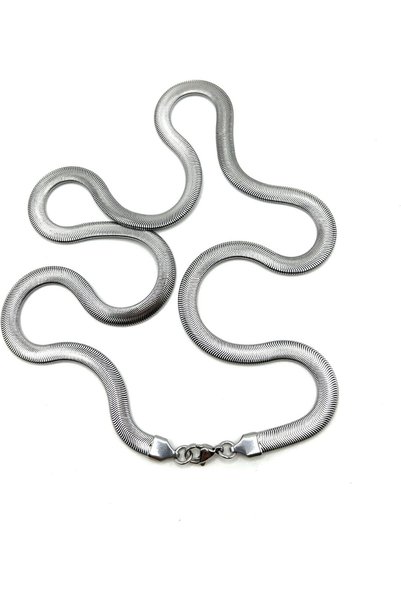 Generic Accessories Snake Bone Chain Necklace Men's Flat Snake Chain Tide Lig...