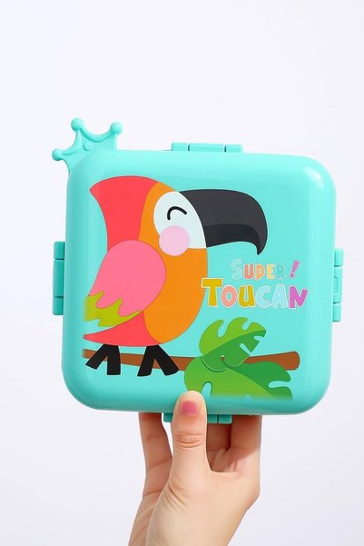 Generic Cute Dinosaur Double Layer 3 Girds Tiffin Food Container Stainless St...