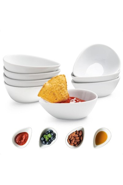 Generic 8 قطع أوعية صلصة للغمس، سعة 3 أونصات، أطباق بورسلين صغيرة بيضاء للتوا...