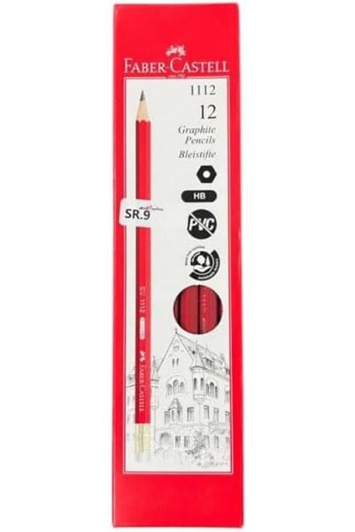Generic 1112 Blacklead Pencil with Rubber 12-Piece Box, Red