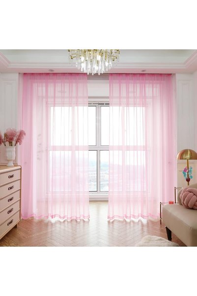 Generic Window Sheer Pink Curtains 72 Inches Long 2 Panels Pink Sheer Curtain...