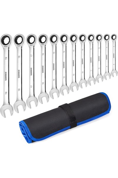 Generic Ratchet Spanner Set, 12PC Spanner Sets Combination Spanner Fixed Head...