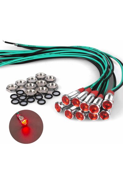 Generic 10 قطع، مصباح إشارة LED معدني، مقاس 6 مم (1/4 بوصة)، يعمل بجهد 110-22...