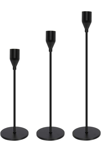 Generic Black Candle Holders Set of 3 for Taper Candles Decorative Candlestic...