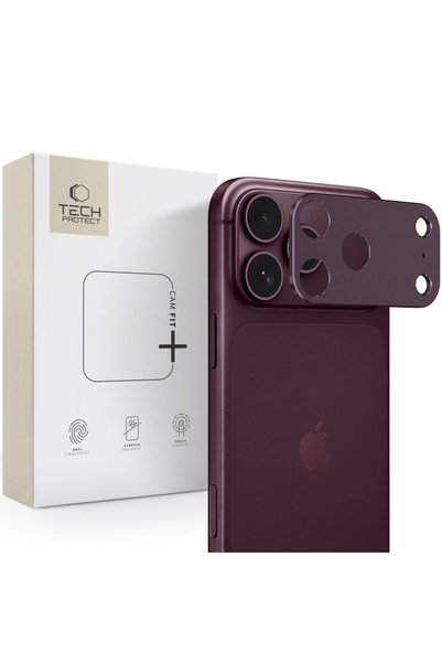 Tech-Protect Протектор за обектив на камера Camalloy Fit+ iPhone 18 Pro Бордо