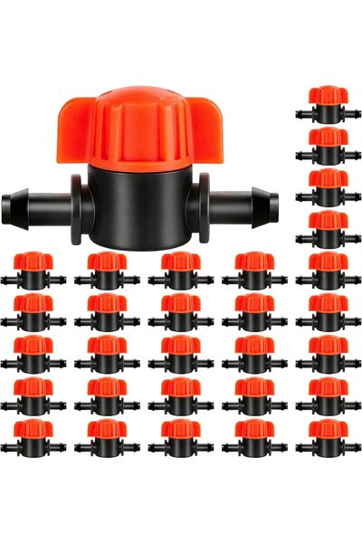 Generic 30 Pack 1/4" Drip Irrigation Shut Off Valves, Drip Line Shut Off Swit...