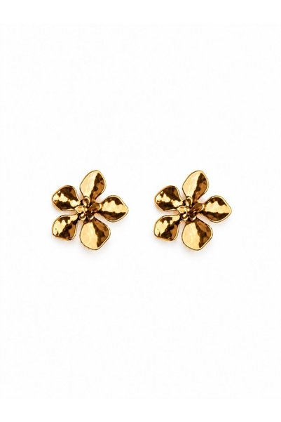 Sacha Accessories أقراط ذهبية مزينة برسومات زهور.