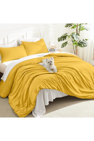 Generic Mustard Yellow Comforter Set California King Size, 3 Pieces Cal King ...