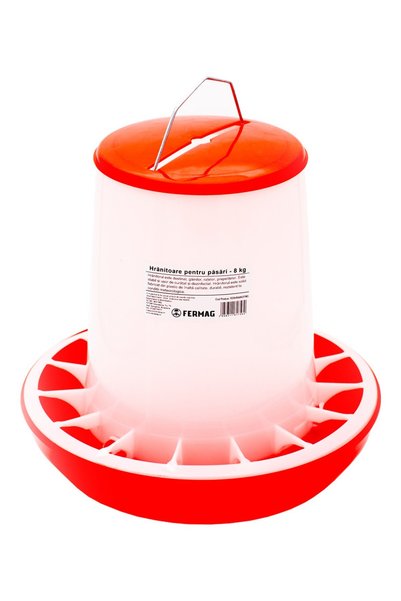 Fermag Hrănitoare Păsări 8 kg cu Capac și Mâner, Plastic Rezistent UV, pentru...