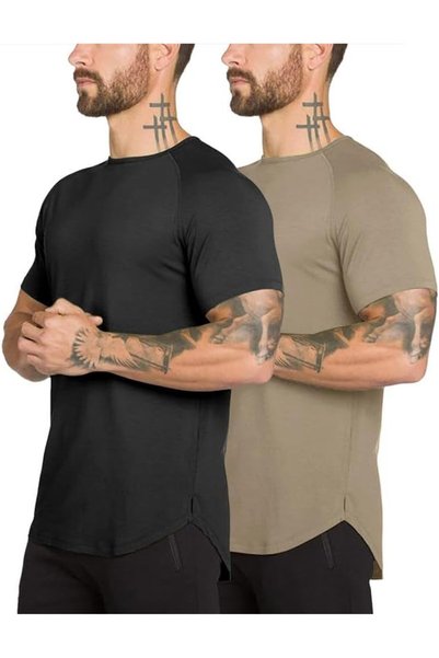 Generic Mens Gym Workout Slim Fit Short Sleeve T-Shirt Cotton Performance Ath...