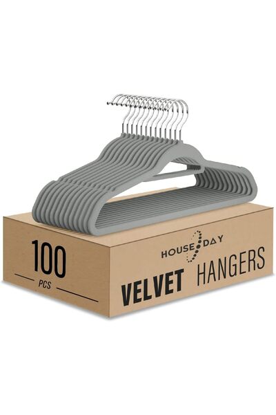 Generic Clothes Hangers Pack of 100 Velvet Coat Hangers Non-Slip Space Saving...