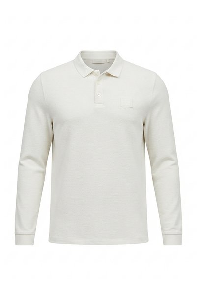OMBRE Tricou polo cu mânecă lungă pentru bărbați, croială normală, tricotat p...