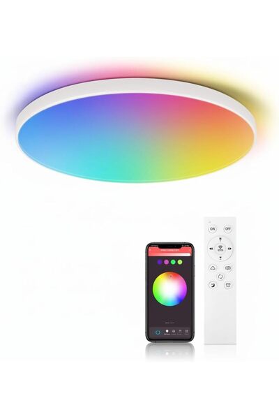 Generic مصباح سقف LED RGB بقوة 24 واط، مقاس 12 بوصة، مع جهاز تحكم عن بعد وتقن...