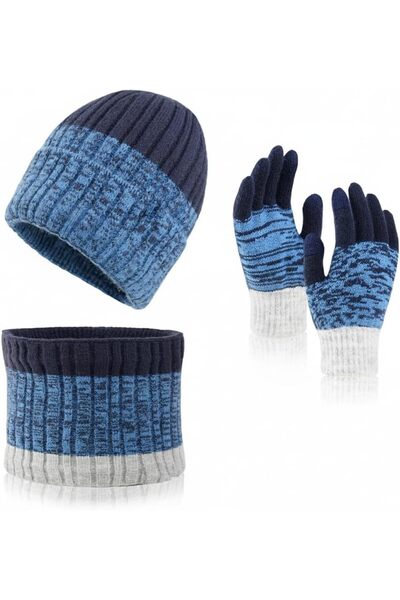 Generic Men's Winter Beanie Hat, Scarf, and Gloves Set, Touchscreen Gloves, F...
