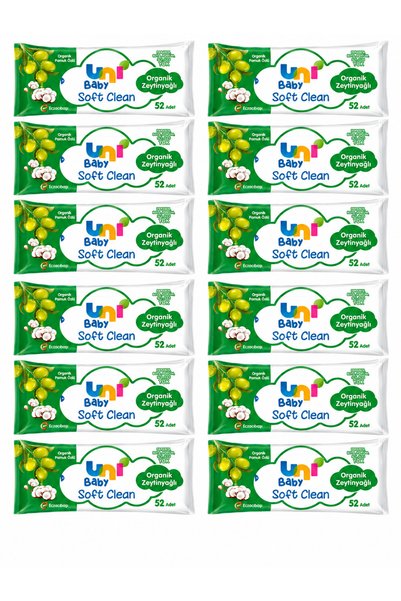 Uni Baby Soft Clean Islak Havlu Organik Zeytinyağlı 12 X 52'lı