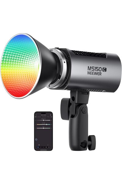 Generic (10103775) مصباح فيديو LED RGB طراز MS150C مع تحكم عبر التطبيق (الممل...